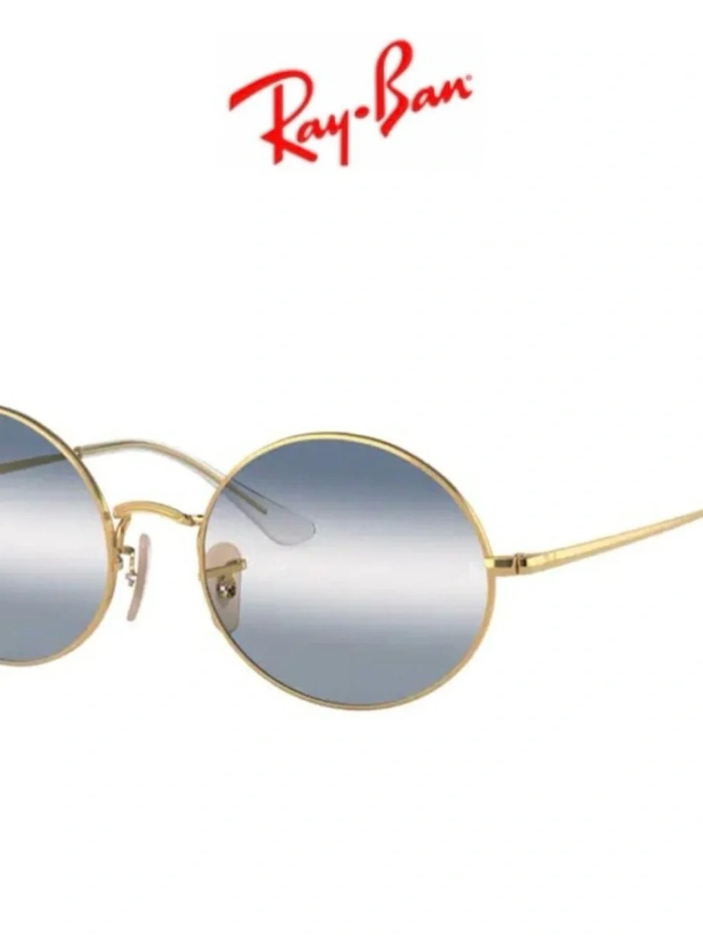 Ray-Ban 1970 Oval Metal Sunglasses Gold Frame with Blue Gradient Lenses
